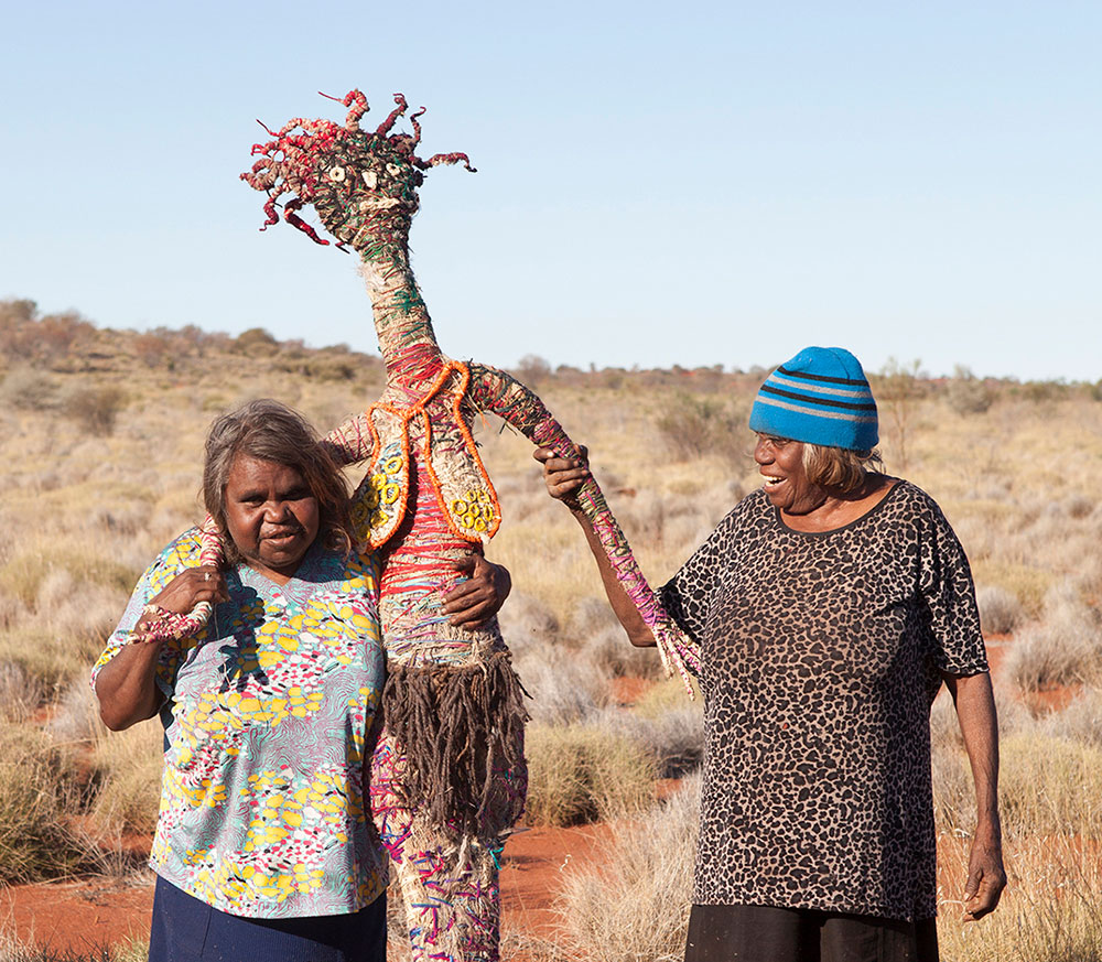 'Janet Nyumitji Forbes and Freda Yimunya Lane are experienced <em>tjanpi</em> artists.'